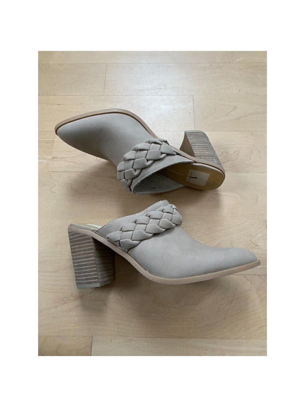 DOLCE Vita "Ronna" Bnwot Block Heel Mule Beige New Braided